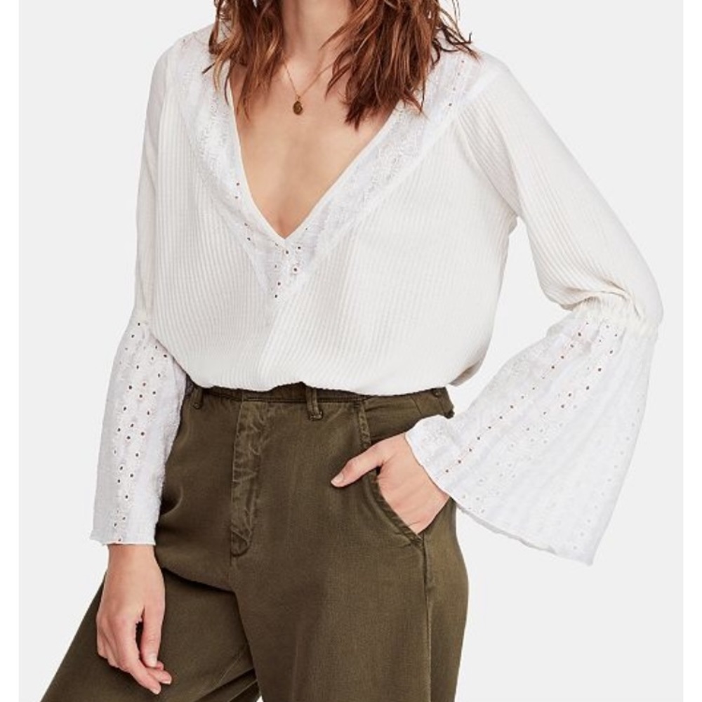 NWT- Free People White long sleeve Top NWT size S
